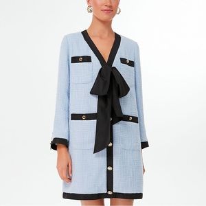Tuckernuck Pomander Place Light Blue Coco Tweed Bow Dress Sz M